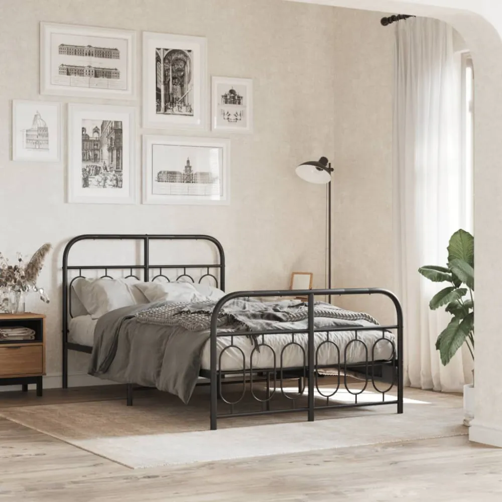 Bedframe met hoofd- en voeteneinde metaal zwart 120x200 cm