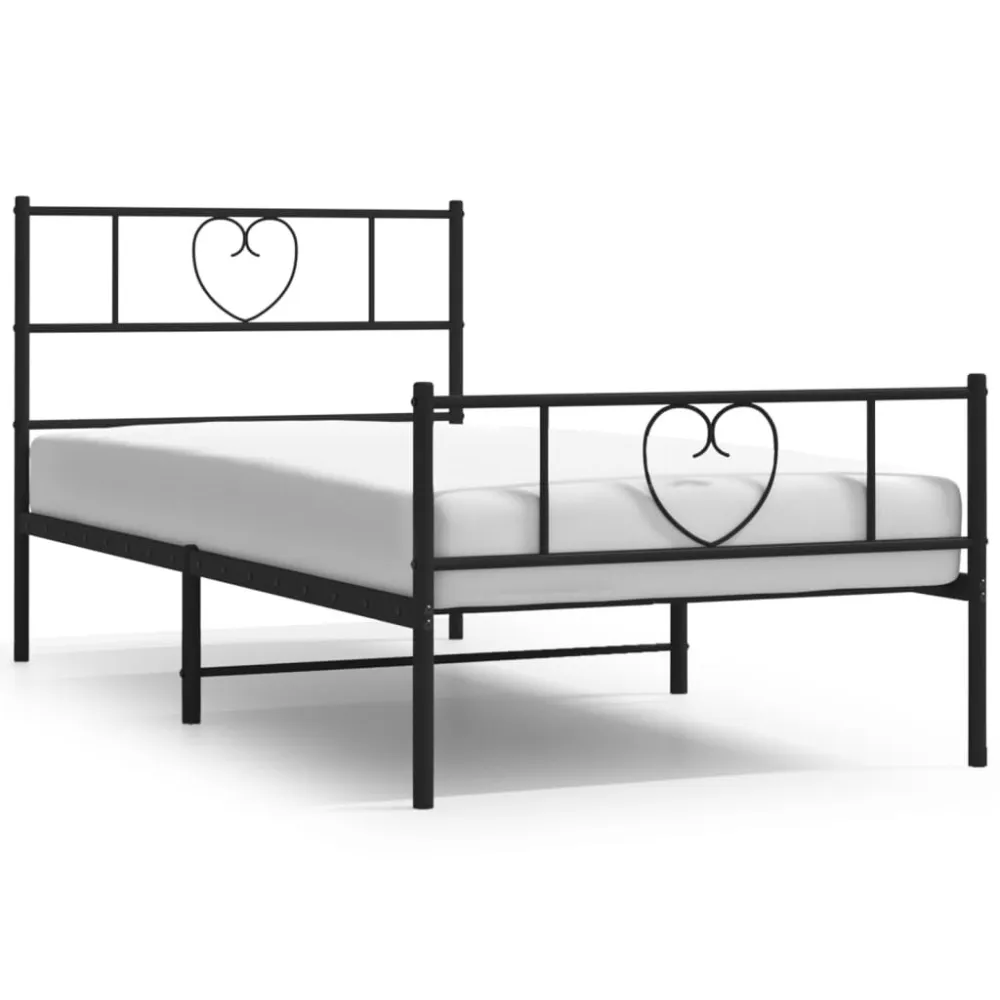 Bedframe met hoofd- en voeteneinde metaal zwart 90x190 cm