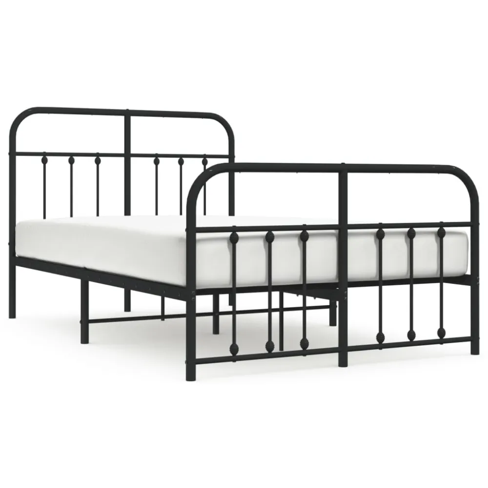 Bedframe met hoofd- en voeteneinde metaal zwart 120x190 cm