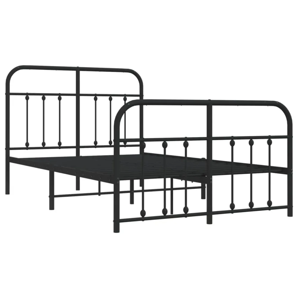 Bedframe met hoofd- en voeteneinde metaal zwart 120x190 cm