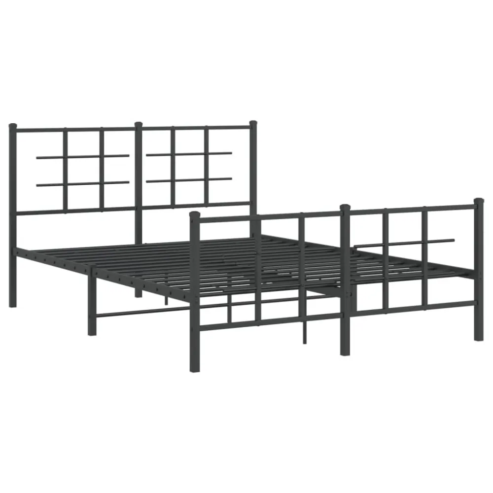 Bedframe met hoofd- en voeteneinde metaal zwart 135x190 cm