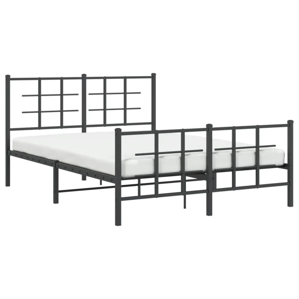 Bedframe met hoofd- en voeteneinde metaal zwart 135x190 cm