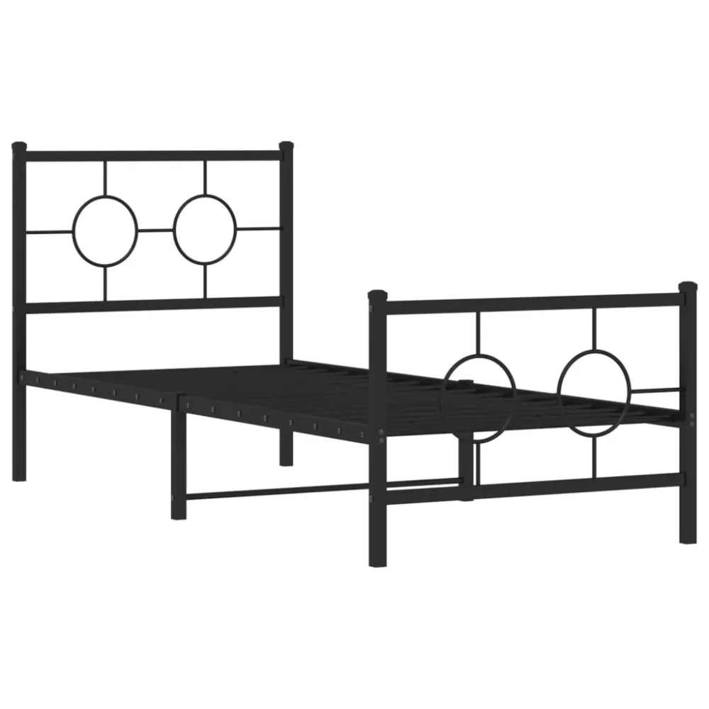 Bedframe met hoofd- en voeteneinde metaal zwart 75x190 cm