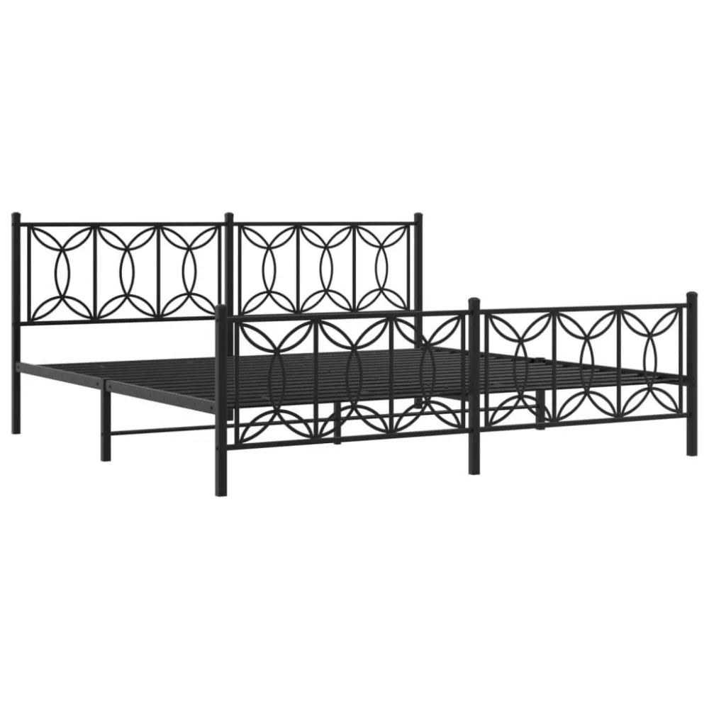 Bedframe met hoofd- en voeteneinde metaal zwart 200x200 cm
