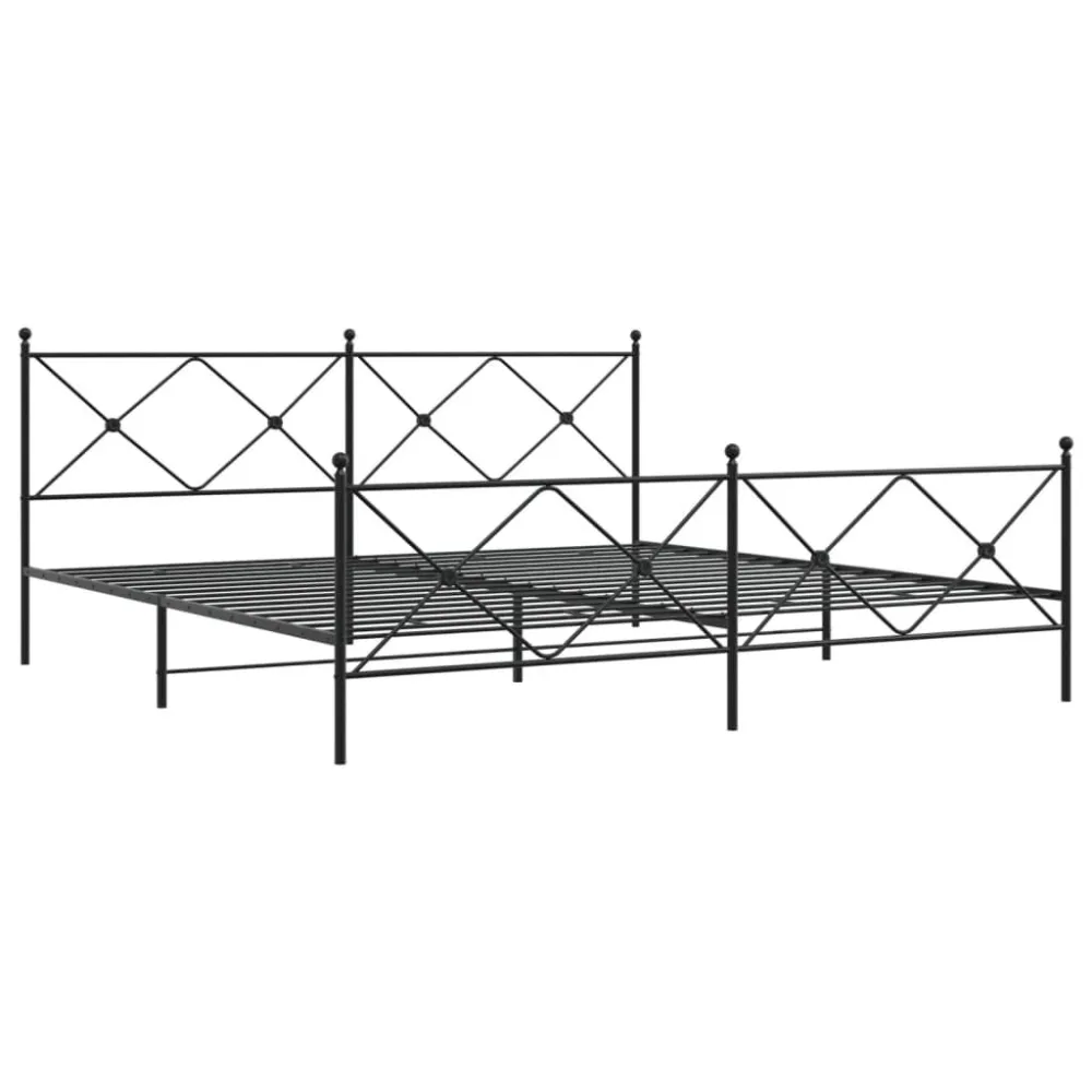 Bedframe met hoofd- en voeteneinde metaal zwart 193x203 cm