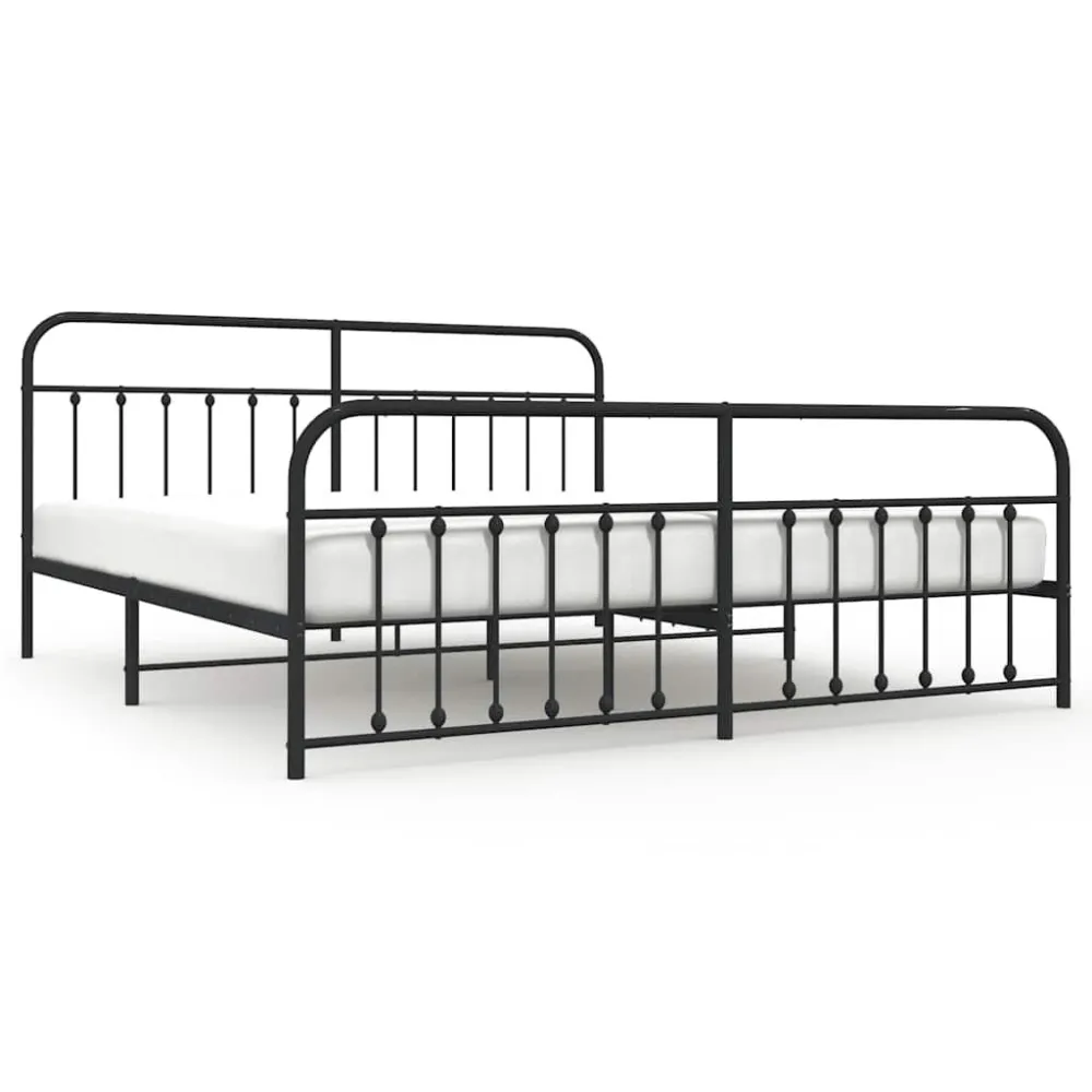 Bedframe met hoofd- en voeteneinde metaal zwart 193x203 cm