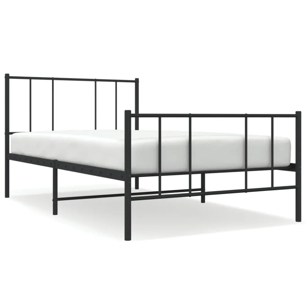Bedframe met hoofd- en voeteneinde metaal zwart 90x200 cm