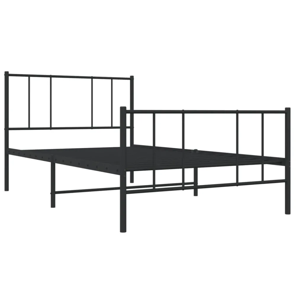 Bedframe met hoofd- en voeteneinde metaal zwart 90x200 cm