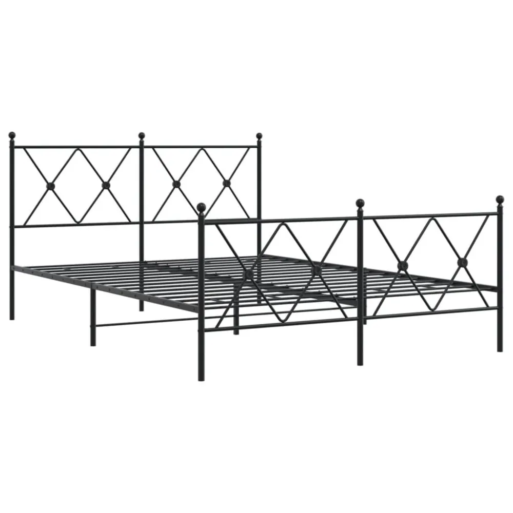 Bedframe met hoofd- en voeteneinde metaal zwart 140x190 cm