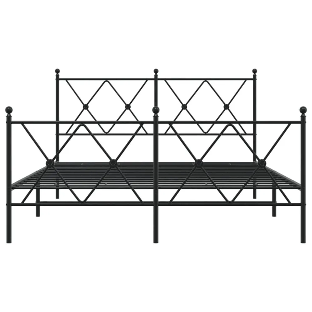 Bedframe met hoofd- en voeteneinde metaal zwart 140x190 cm