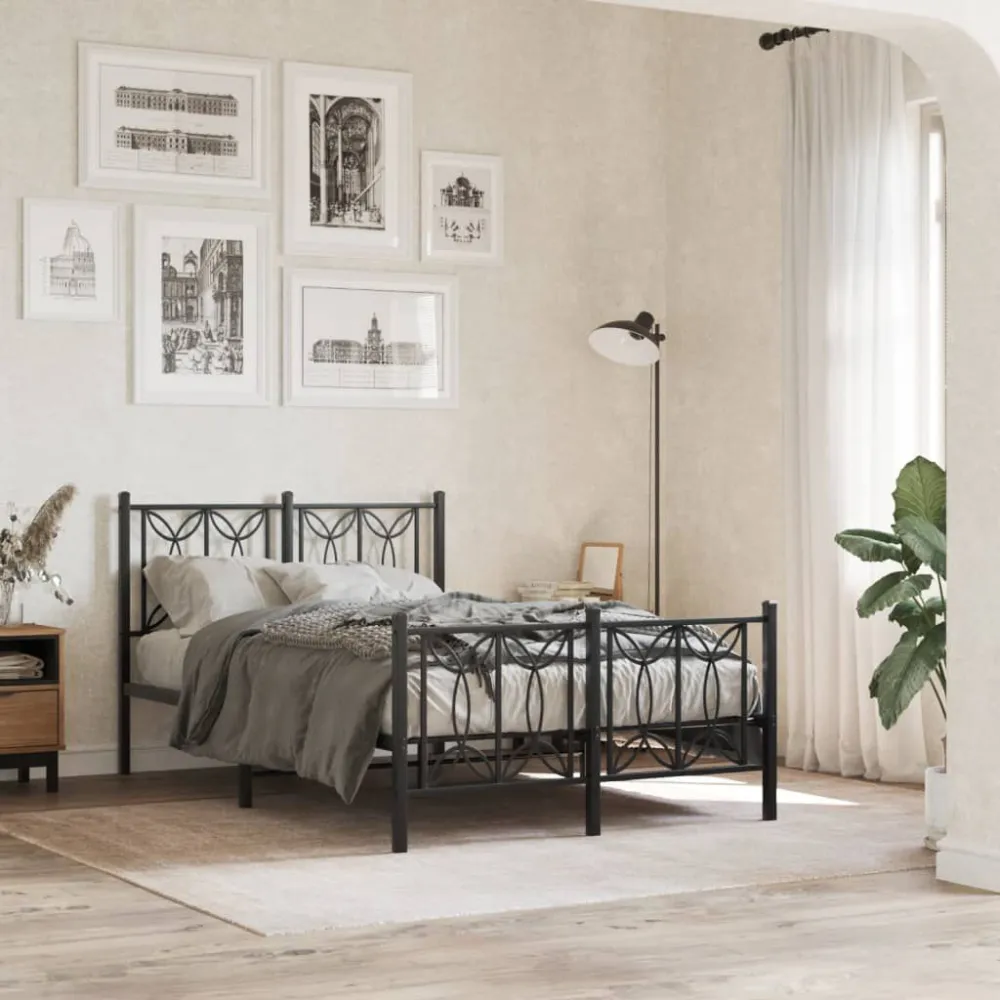 Bedframe met hoofd- en voeteneinde metaal zwart 120x200 cm