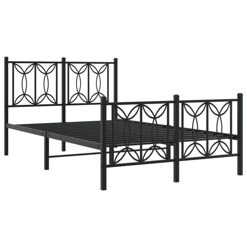 Bedframe met hoofd- en voeteneinde metaal zwart 120x200 cm