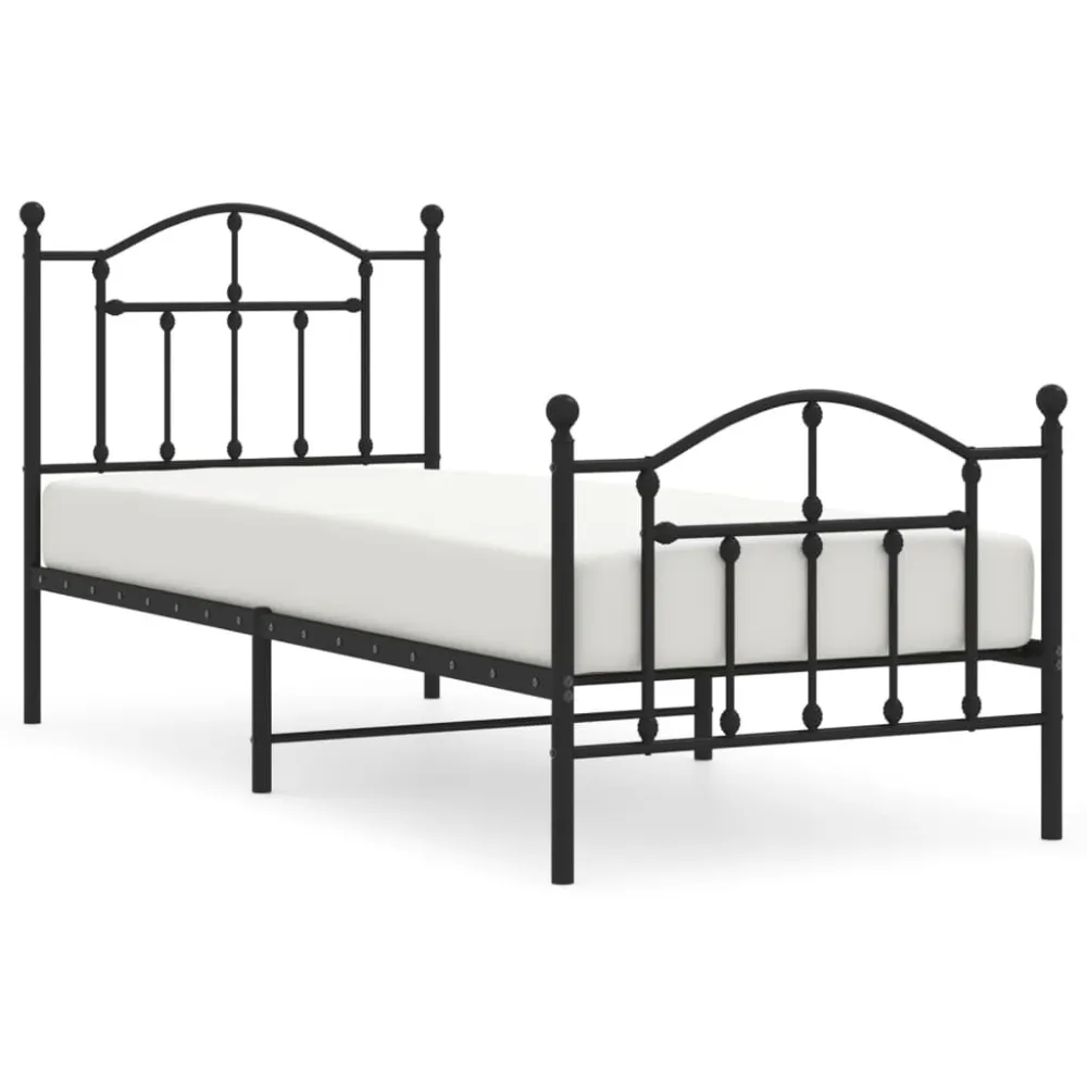 Bedframe met hoofd- en voeteneinde metaal zwart 90x200 cm