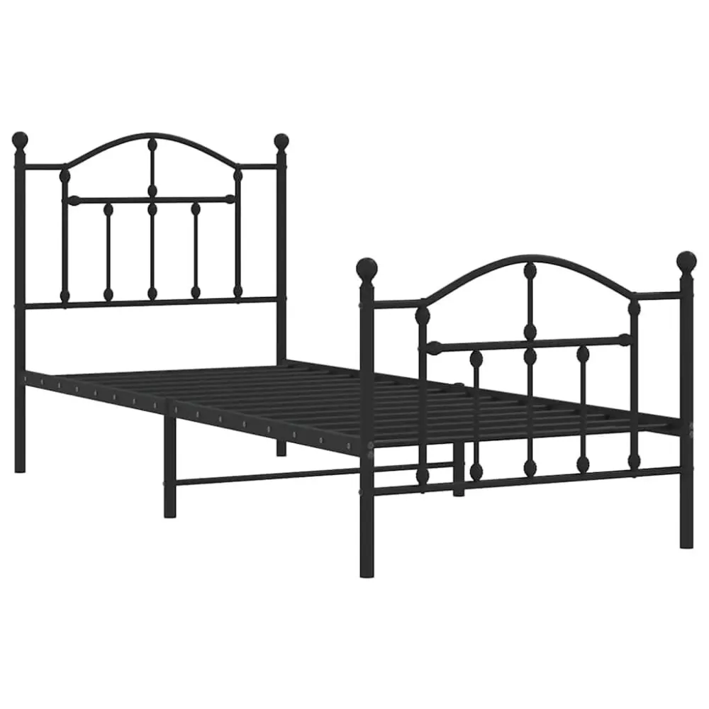 Bedframe met hoofd- en voeteneinde metaal zwart 90x200 cm