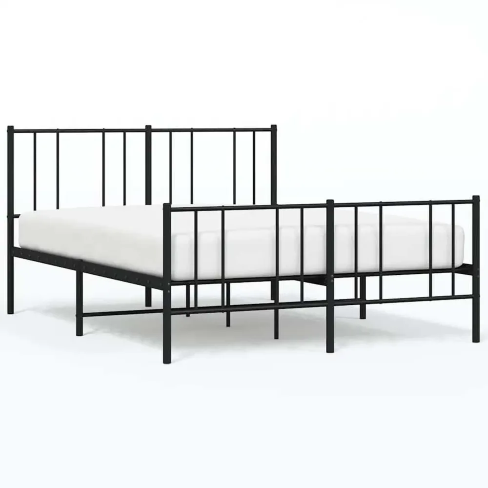 Bedframe met hoofd- en voeteneinde metaal zwart 150x200 cm