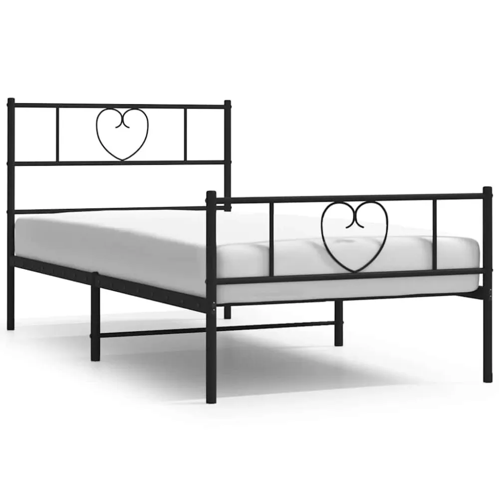 Bedframe met hoofd- en voeteneinde metaal zwart 100x190 cm