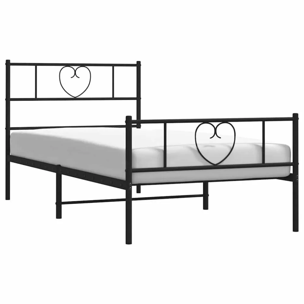 Bedframe met hoofd- en voeteneinde metaal zwart 100x190 cm