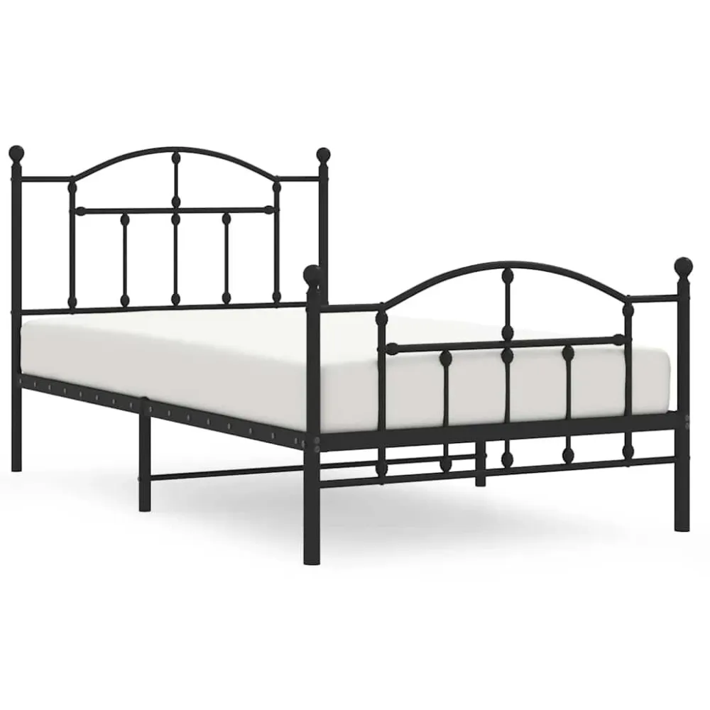 Bedframe met hoofd- en voeteneinde metaal zwart 100x190 cm
