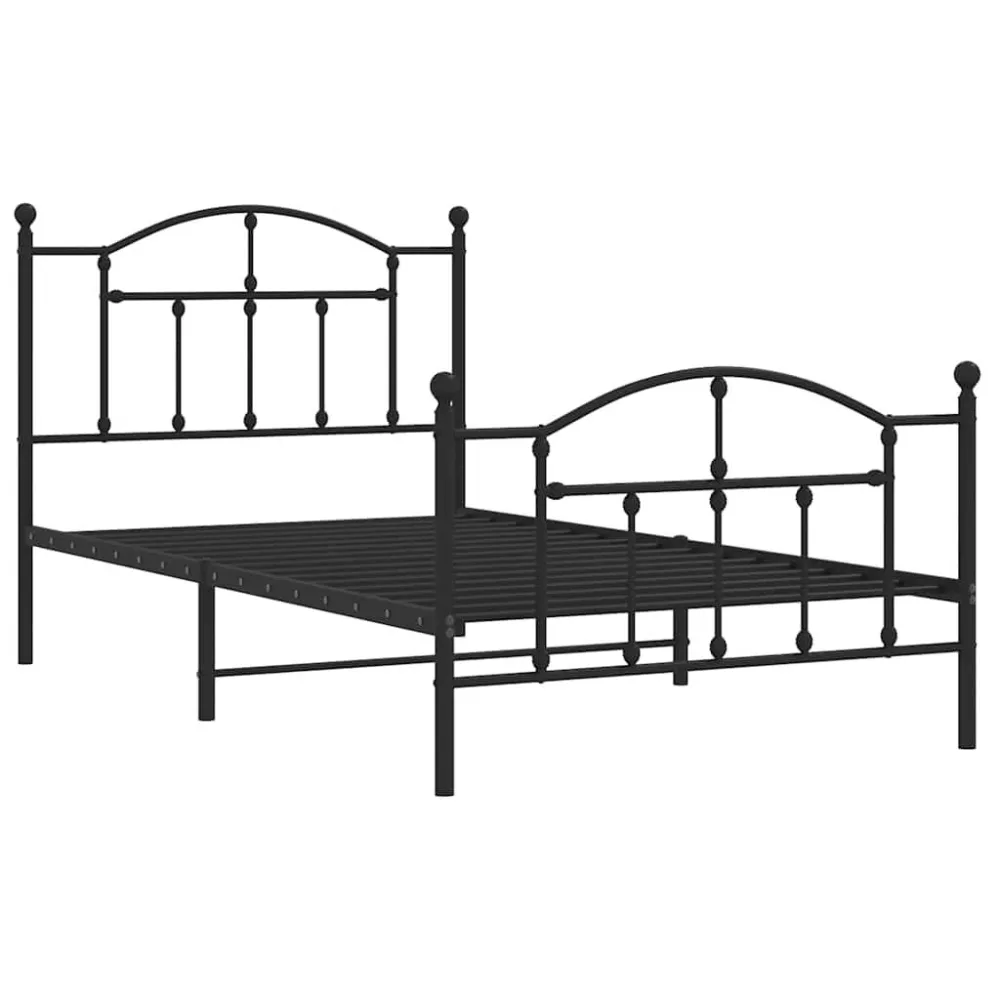 Bedframe met hoofd- en voeteneinde metaal zwart 100x190 cm