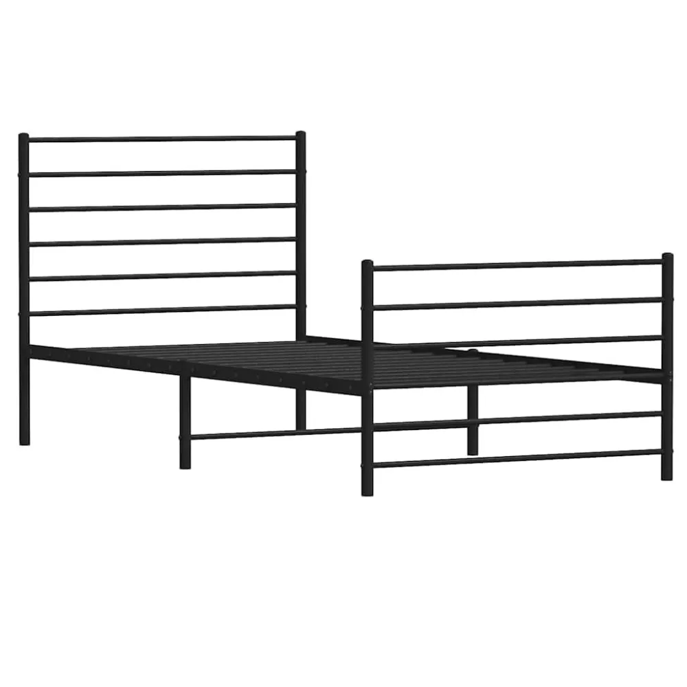 Bedframe met hoofd- en voeteneinde metaal zwart 75x190 cm