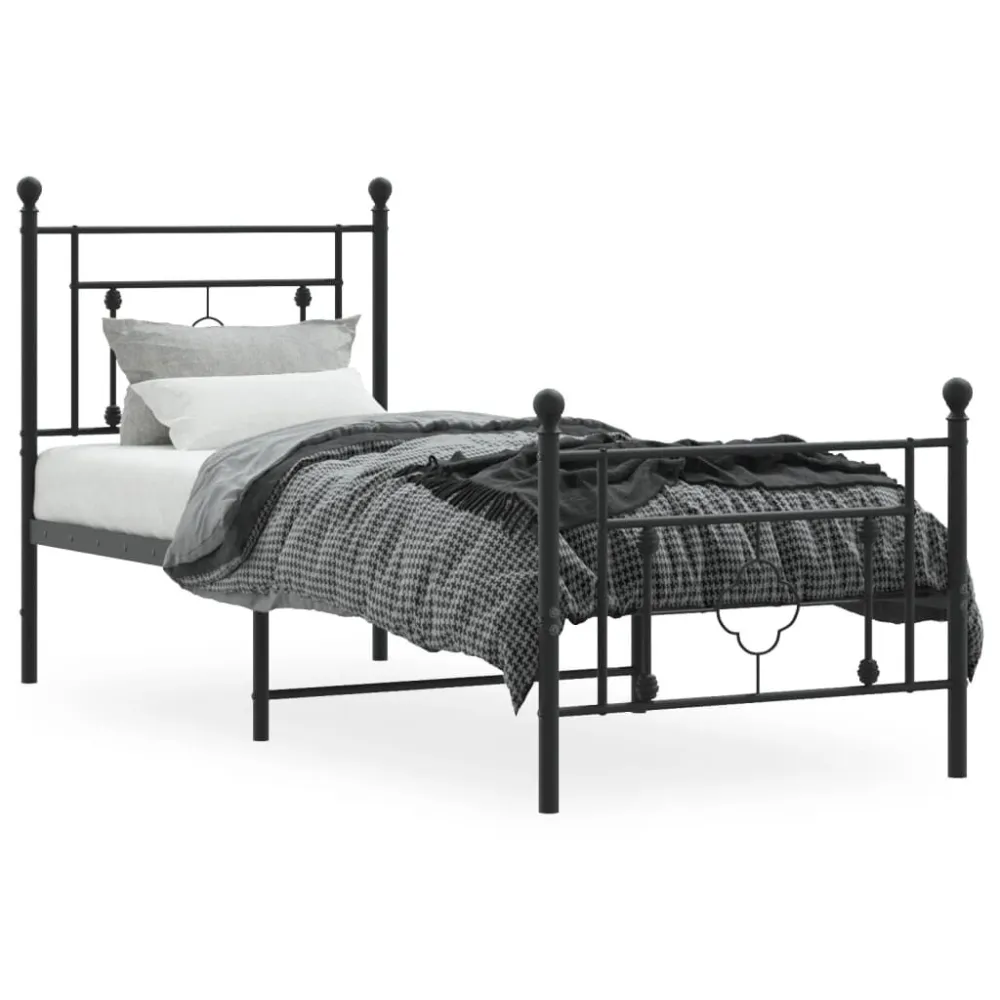 Bedframe met hoofd- en voeteneinde metaal zwart 80x200 cm