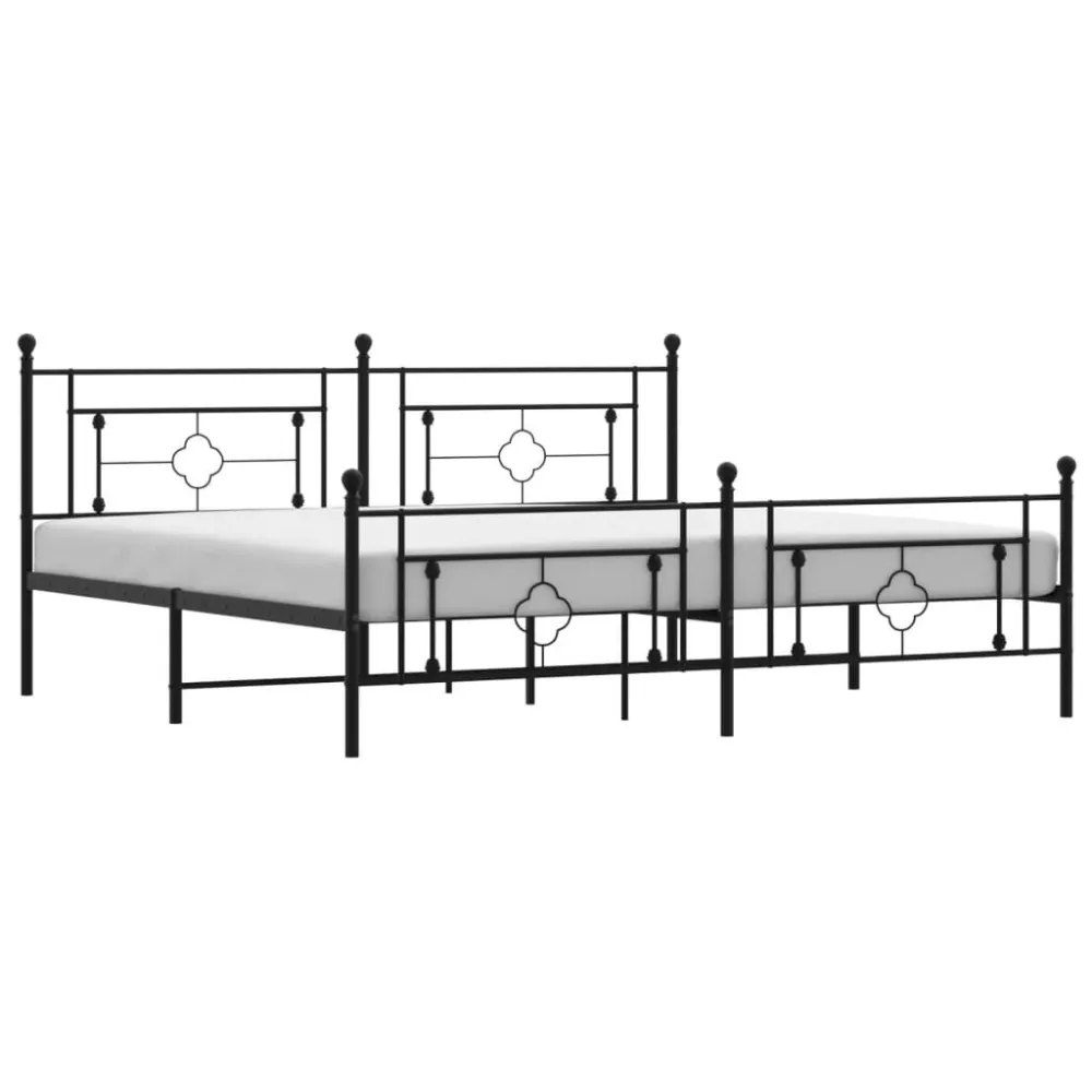 Bedframe met hoofd- en voeteneinde metaal zwart 200x200 cm