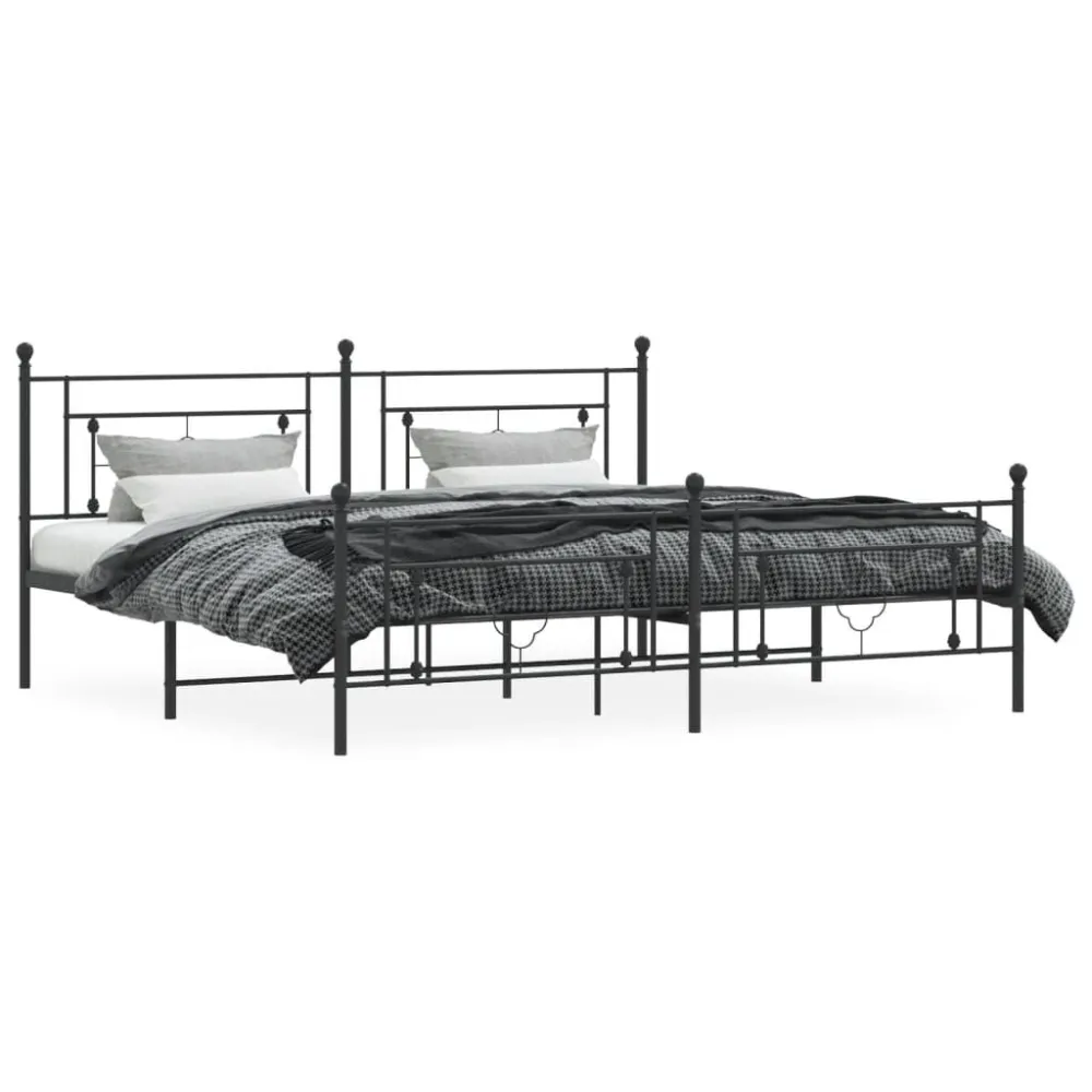 Bedframe met hoofd- en voeteneinde metaal zwart 200x200 cm