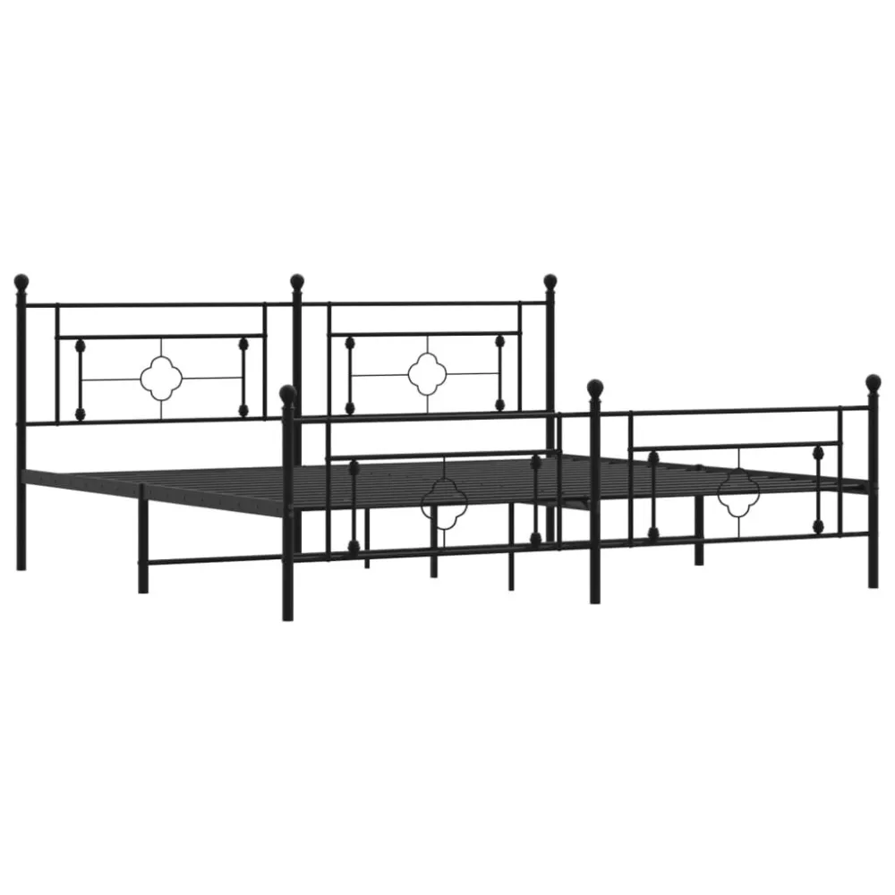 Bedframe met hoofd- en voeteneinde metaal zwart 200x200 cm