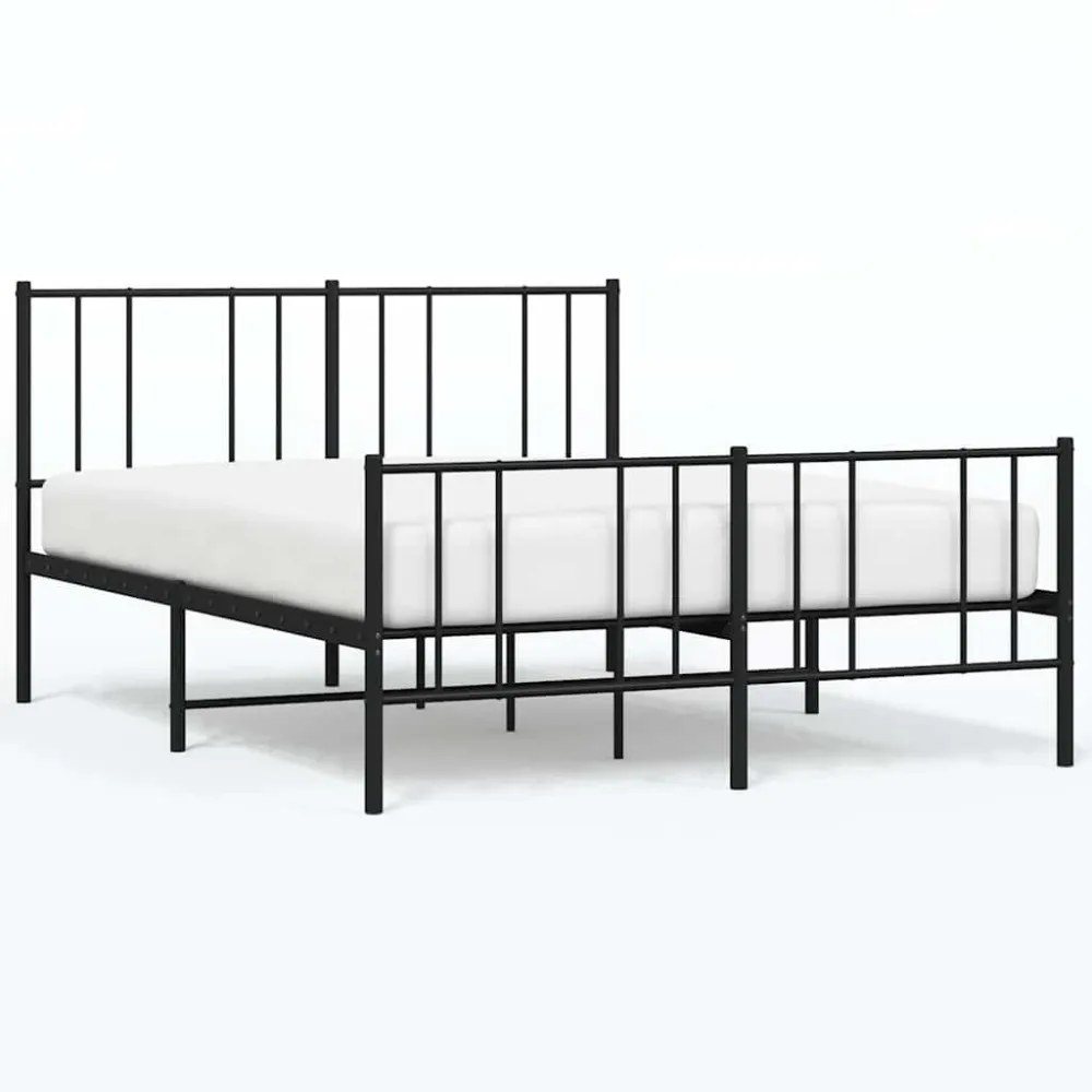 Bedframe met hoofd- en voeteneinde metaal zwart 135x190 cm