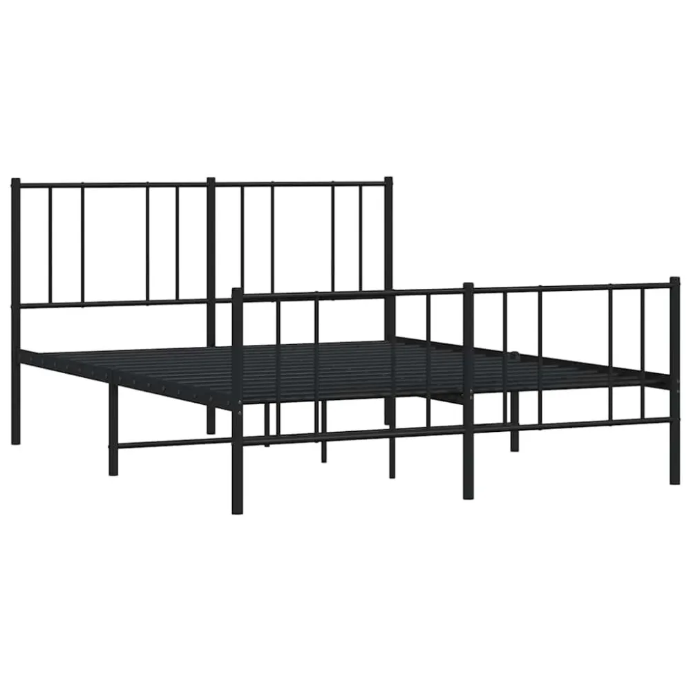 Bedframe met hoofd- en voeteneinde metaal zwart 135x190 cm