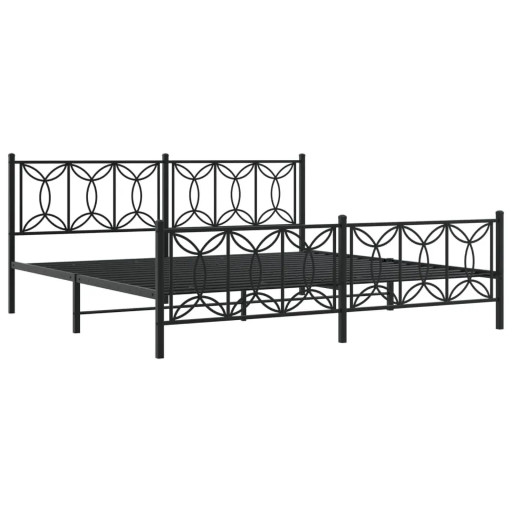 Bedframe met hoofd- en voeteneinde metaal zwart 193x203 cm