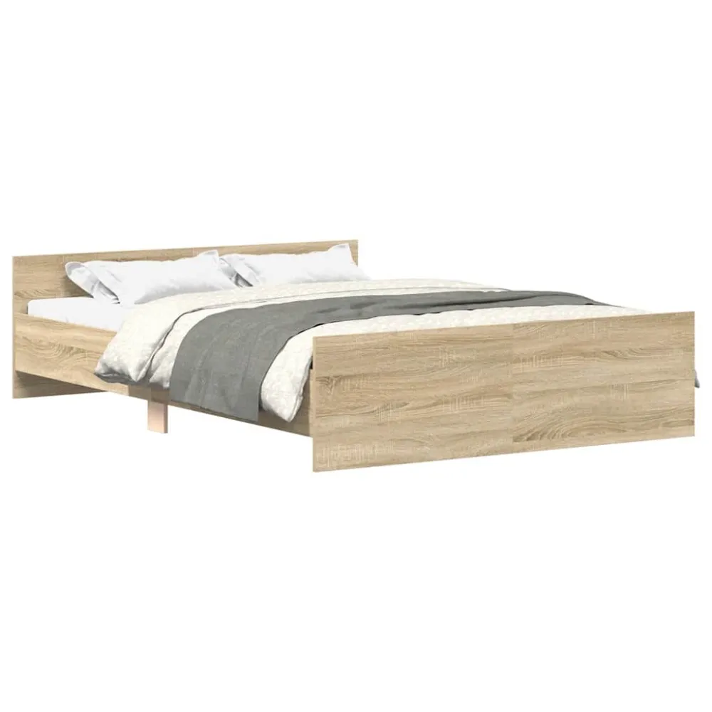 Bedframe met hoofd- en voeteneinde sonoma eikenkleur 135x190 cm