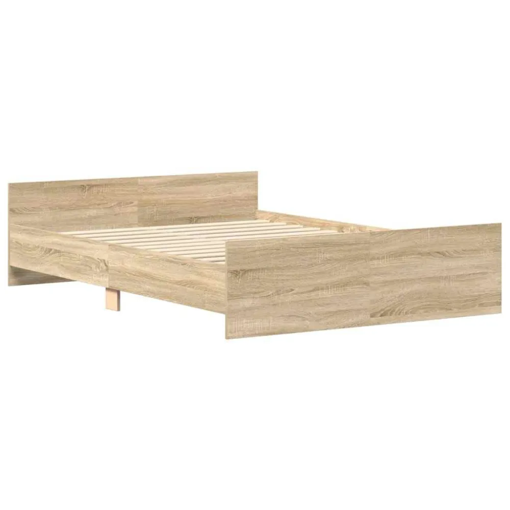 Bedframe met hoofd- en voeteneinde sonoma eikenkleur 135x190 cm