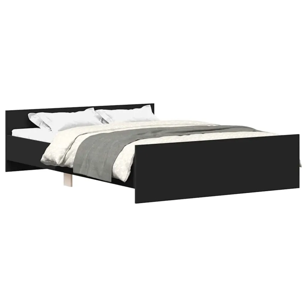 Bedframe met hoofd- en voeteneinde zwart 135x190 cm