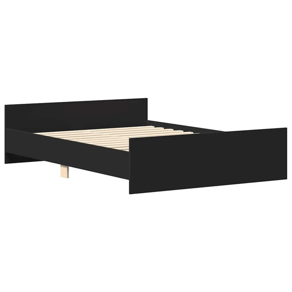 Bedframe met hoofd- en voeteneinde zwart 135x190 cm