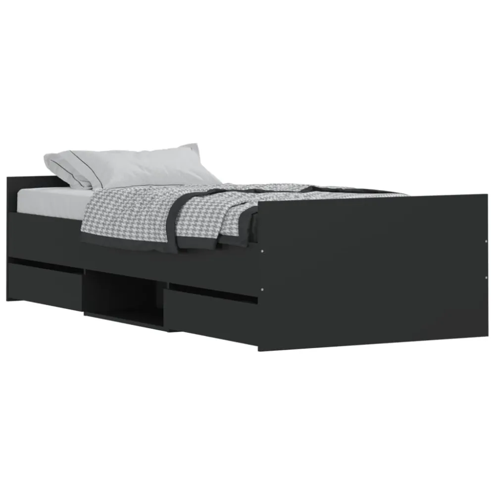 Bedframe met hoofd- en voeteneinde zwart 90x200 cm