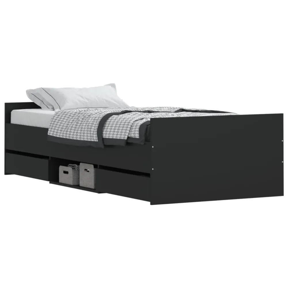 Bedframe met hoofd- en voeteneinde zwart 90x200 cm