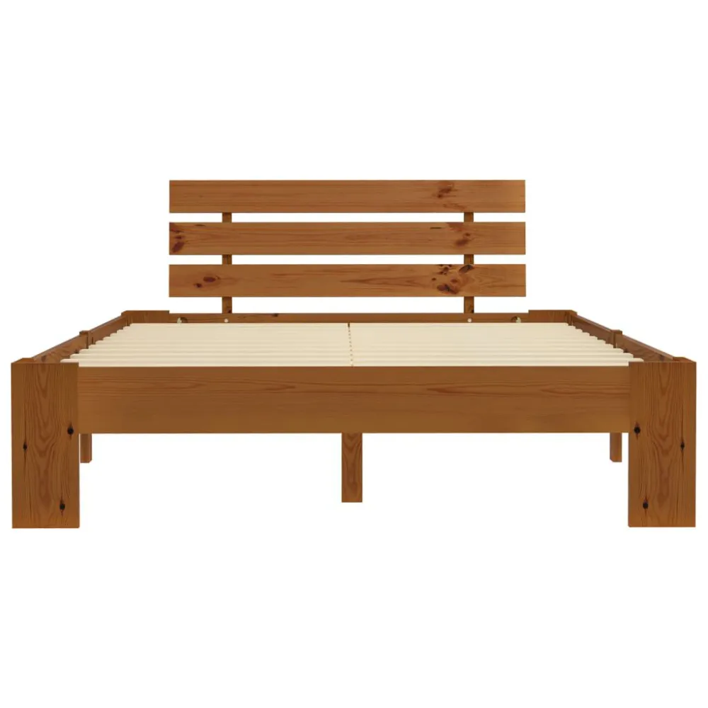 Bedframe met hoofdbord grenenhout honingbruin 140x200 cm