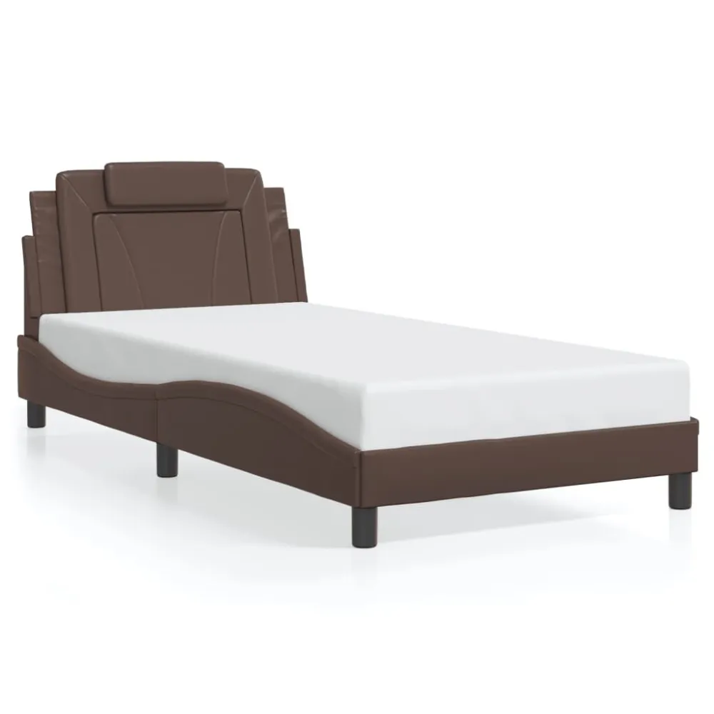 Bedframe met hoofdbord kunstleer bruin 100x200 cm