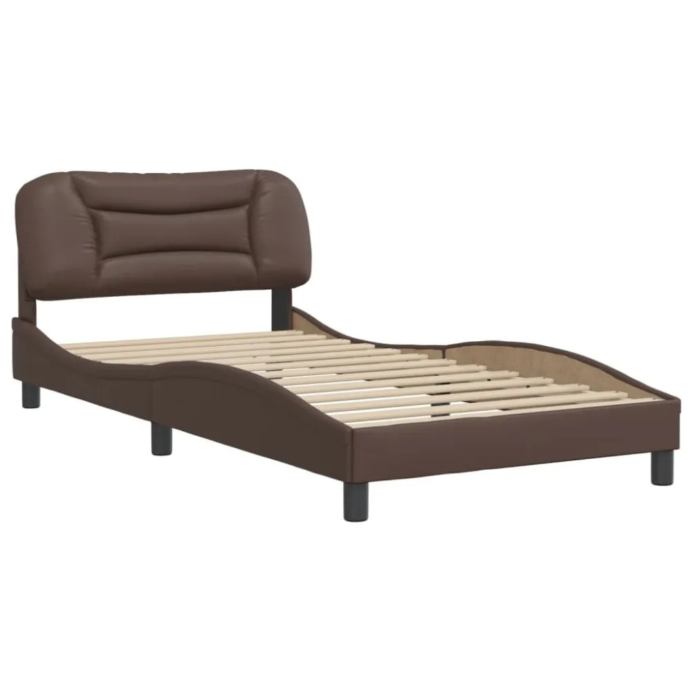 Bedframe met hoofdbord kunstleer bruin 100x200 cm