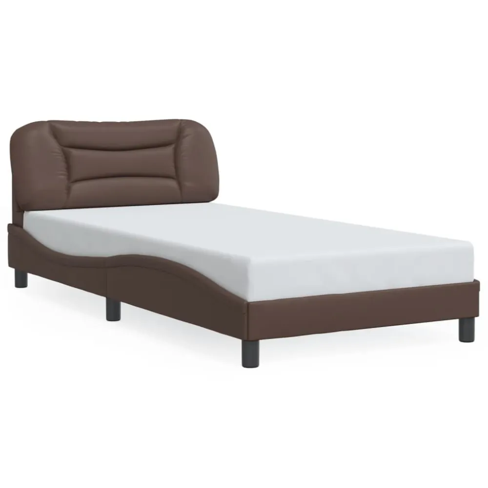 Bedframe met hoofdbord kunstleer bruin 100x200 cm