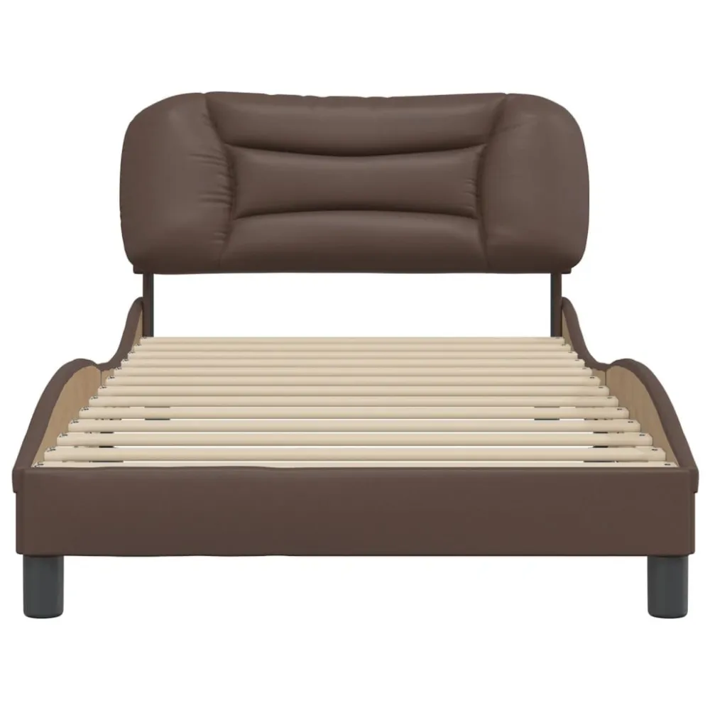 Bedframe met hoofdbord kunstleer bruin 100x200 cm