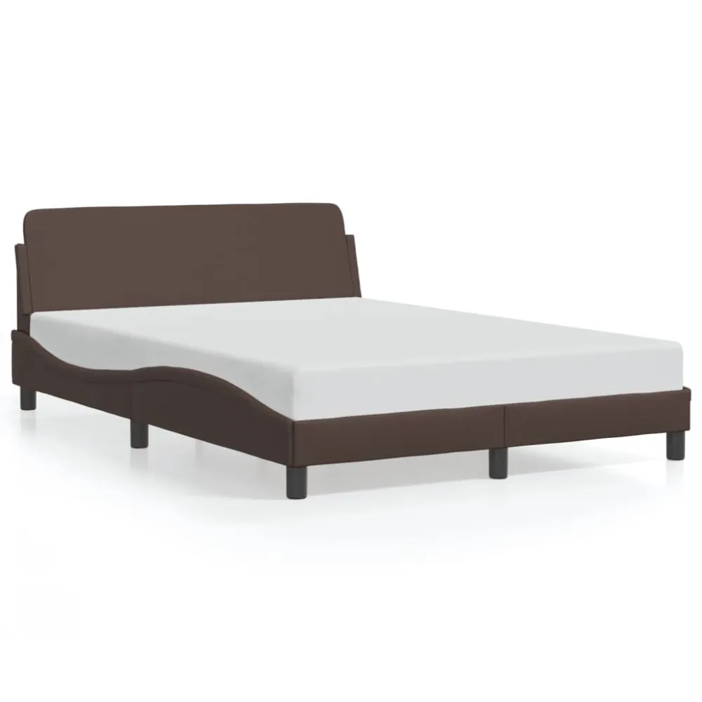 Bedframe met hoofdbord kunstleer bruin 140x190 cm