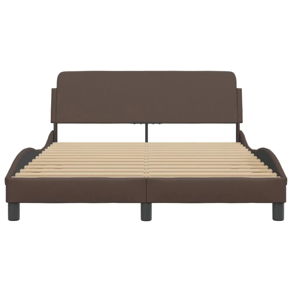 Bedframe met hoofdbord kunstleer bruin 140x190 cm