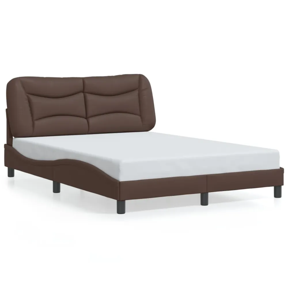 Bedframe met hoofdbord kunstleer bruin 140x190 cm