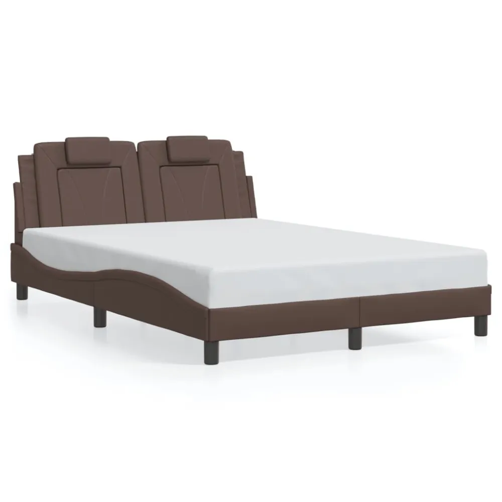 Bedframe met hoofdbord kunstleer bruin 140x190 cm