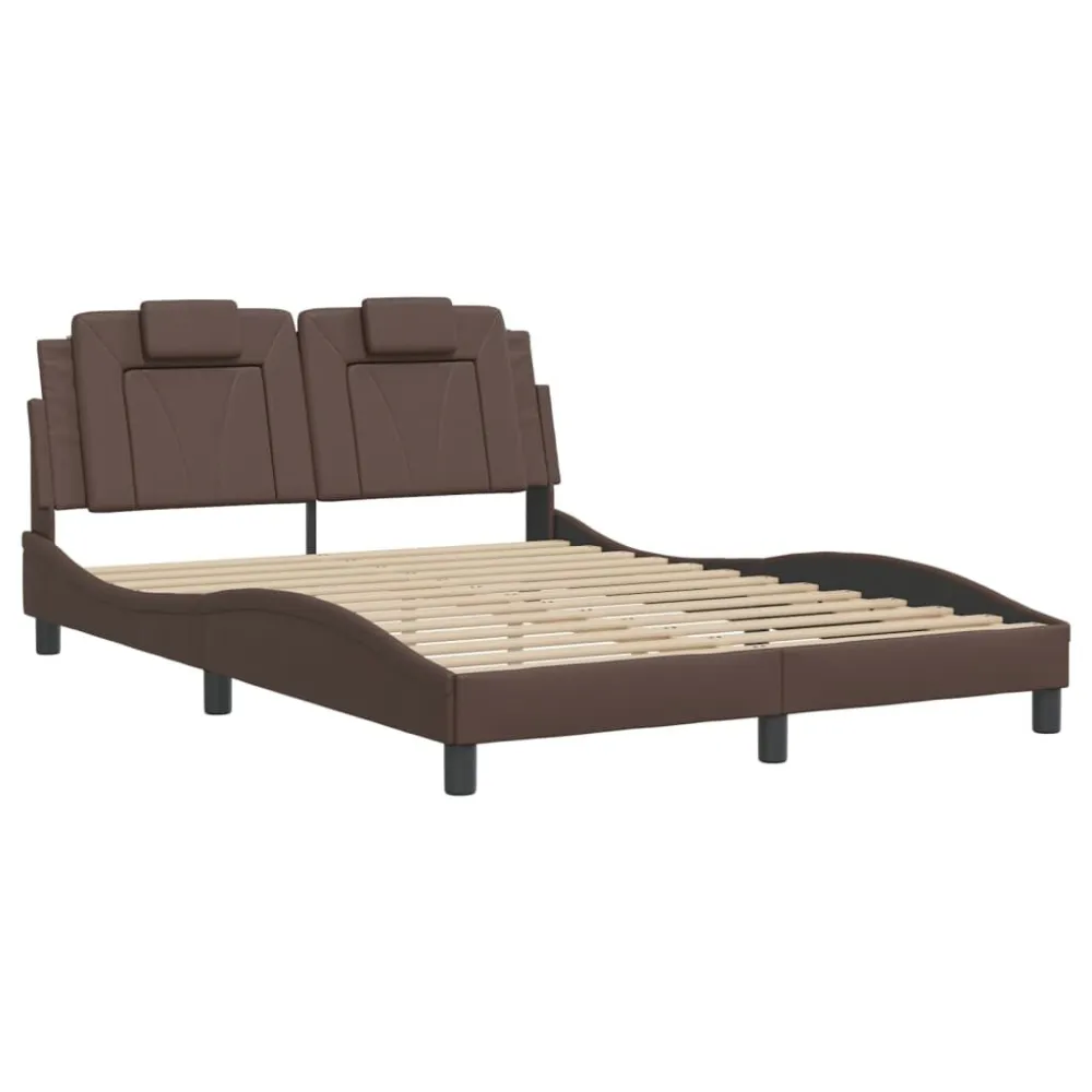 Bedframe met hoofdbord kunstleer bruin 140x190 cm