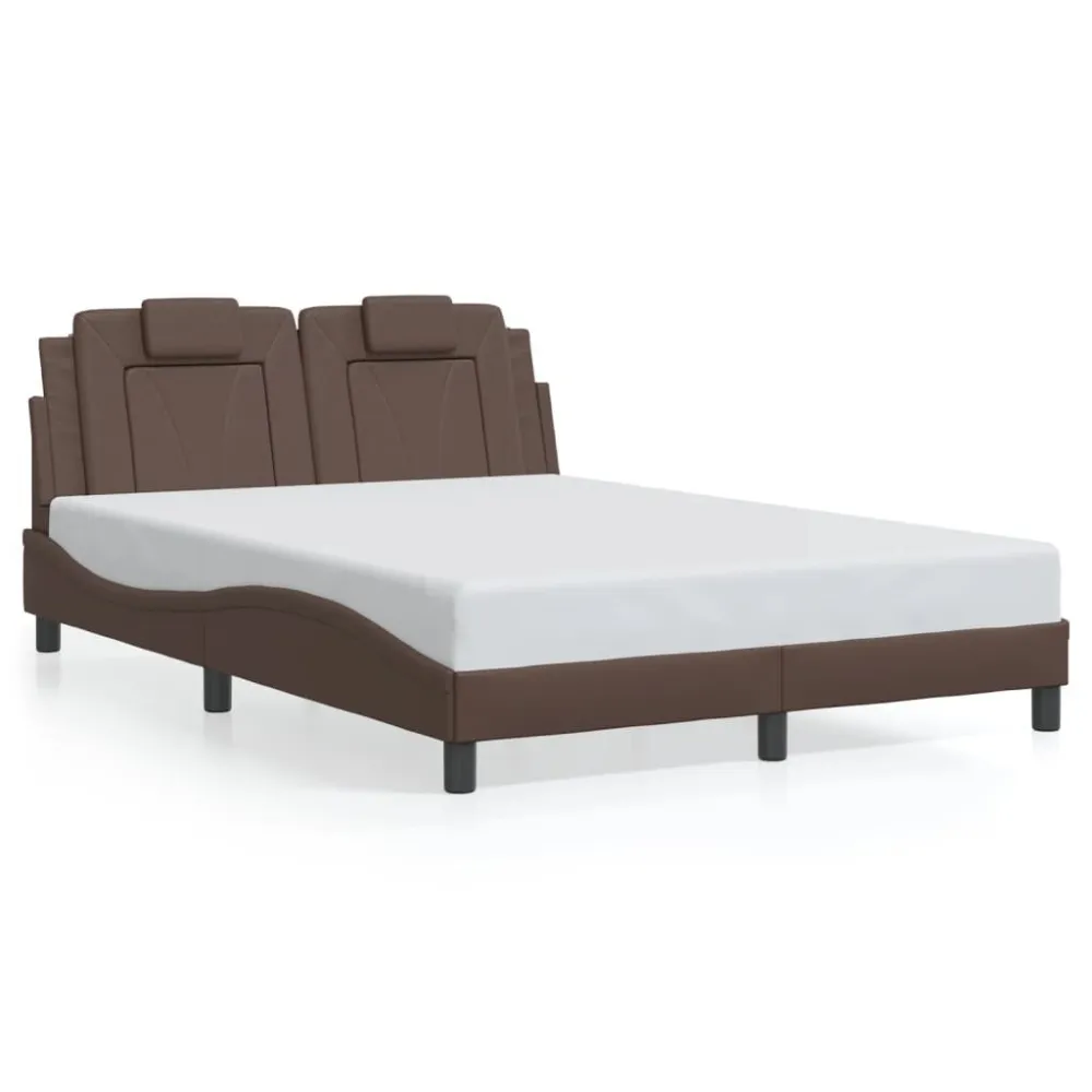 Bedframe met hoofdbord kunstleer bruin 140x200 cm