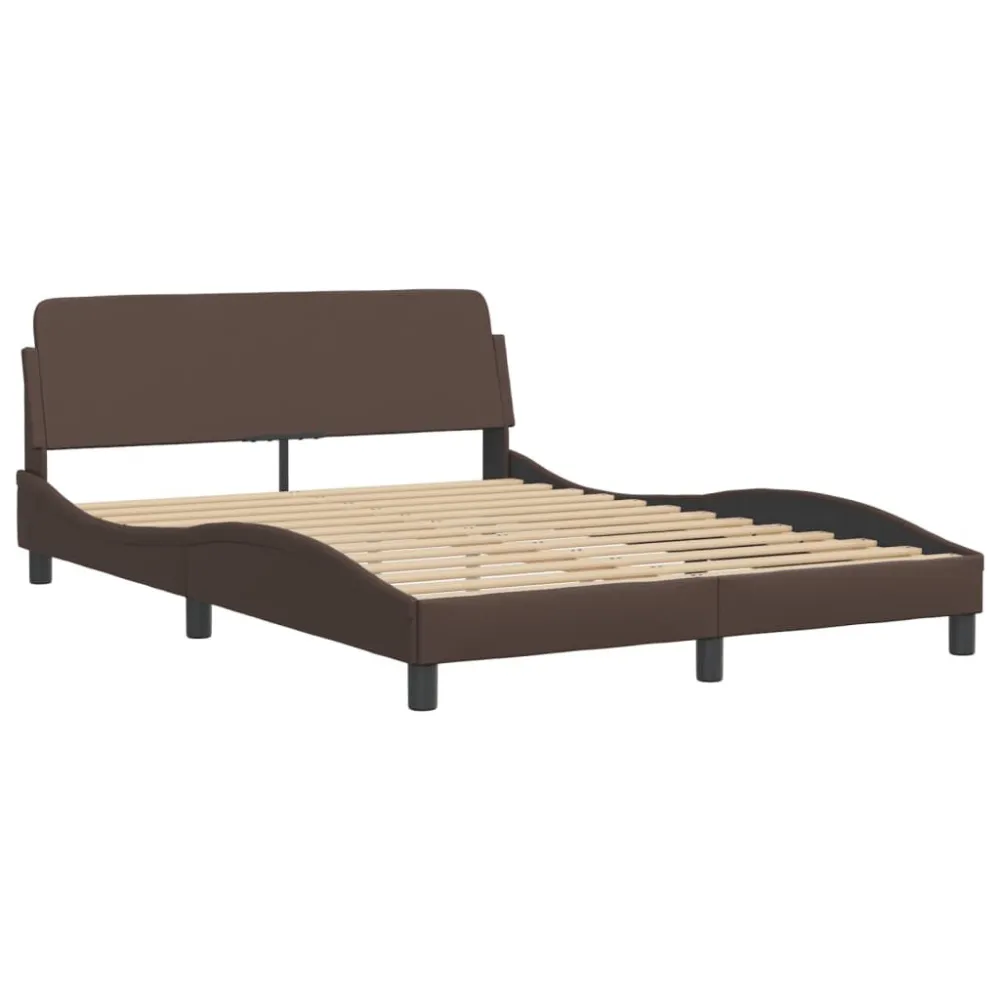 Bedframe met hoofdbord kunstleer bruin 140x200 cm