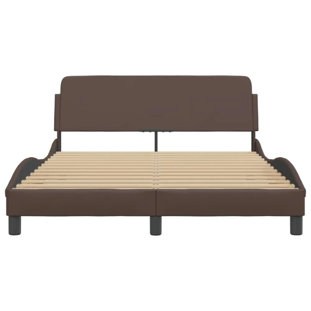 Bedframe met hoofdbord kunstleer bruin 140x200 cm